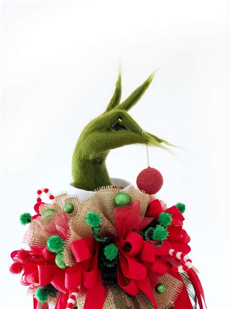 Christmas Tree Topper Grinch Inspired Green Arm Funny Tree - Etsy