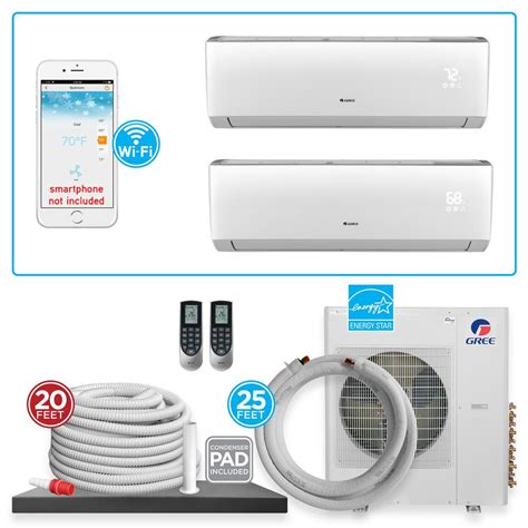 Gree Multi 21 Dual Zone 31000 Btu Wi Fi Ductless Mini Split Air Conditioner And Heat Pump With 25