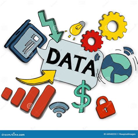 Various Symbols With Data Concepts Illustration Stock Illustration