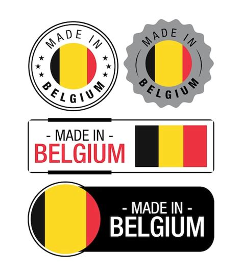 Premium Vector Set Of Made In Belgium Labels Logo Belgium Flag