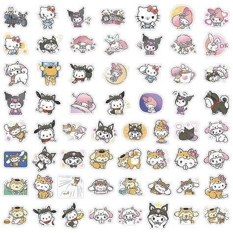 60pcs Hello Kitty Cute Sanrio Stickers Kuromi My Melody 55 Off