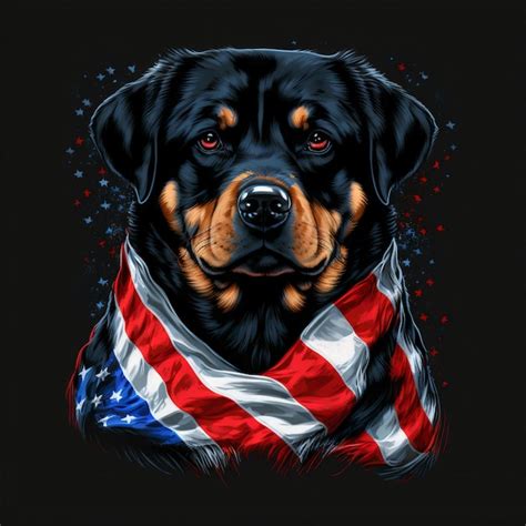 Dise O De Rottweiler Con Bandera Americana Foto Premium