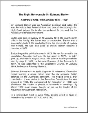 Biography: Australia’s Sir Edmund Barton (elem) – Abcteach