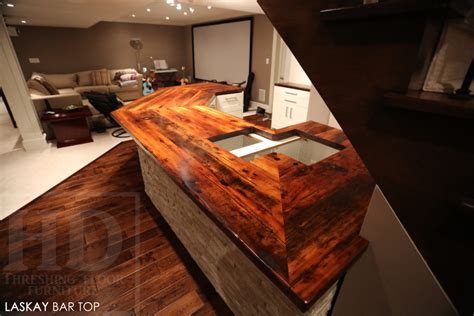 Angled Reclaimed Wood Bar Top | Blog