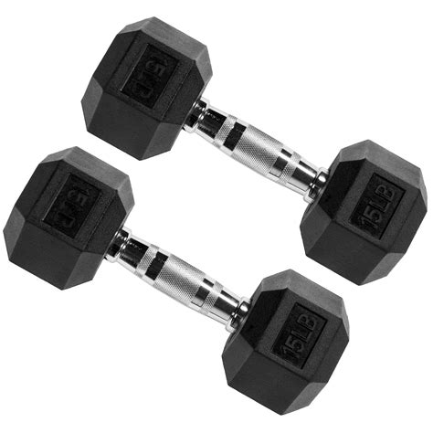 Signature Hex Dumbbells Strength Training Workout Equipment Set, 15lbs