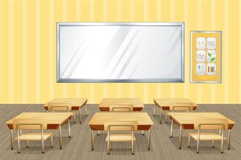 Free Vector Classroom Interior Design With Furniture And Decoration