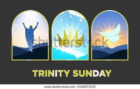 Trinity Sunday Banner Jesus Father Crown Stock Vector Royalty Free