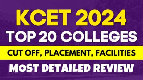 KCET Top 20 Colleges Detailed Review Cut Off Placement All About