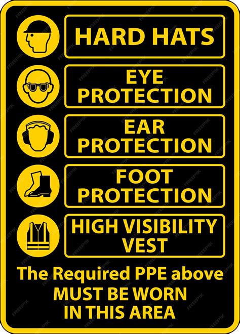 Premium Vector | The Required PPE Must Be Worn Sign On White Background