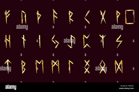 Set Of Old Norse Scandinavian Runes Rune Alphabet Occult Ancient