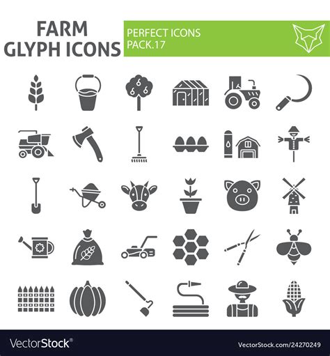 Farm Glyph Icon Set Agriculture Symbols Royalty Free Vector