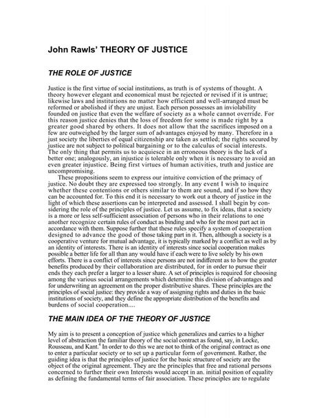 John Rawls Theory Of Justice