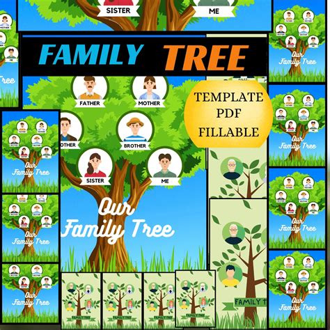 Customizable Family Tree PDF Fillable Template for Genealogy ...