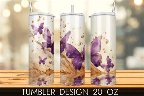 Purple Butterfly Tumbler Wrap Graphic By Mragjaza Creative Fabrica