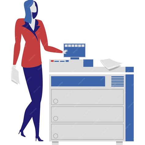 Premium Vector Woman Using Printer In Office Vector Icon