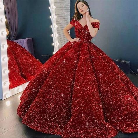 Red Glitter Gown Dresses Images 2024