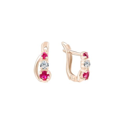 Kinder Ohrringe Aus Rotgold 585 Mit Zirkonia Russisches Schmuck