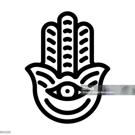 Hamsa Hand Jewish Line Icon Vector Illustration Stock Illustration