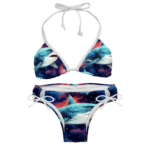 Starry Shark Detachable Sponge Adjustable Strap Bikini Set Two Pack