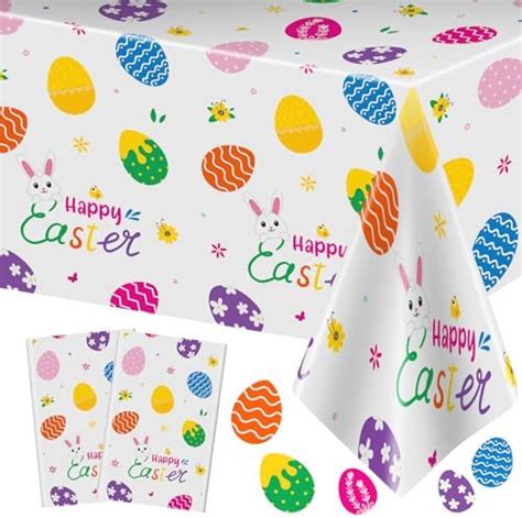 Amazon Pieces Happy Easter Tablecloth Rectangle Plastic Easter