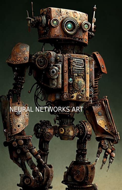 Old Rusty Droid Steampunk Robot Neural Network Painting Midjourney Ai Art Home Art Digital