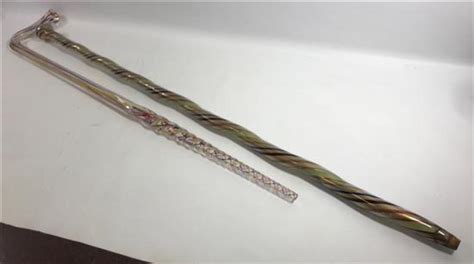 Lot 2 Glass Parade Canes Gold With Multi Color Spirals 37 And Clear With Red Blue And