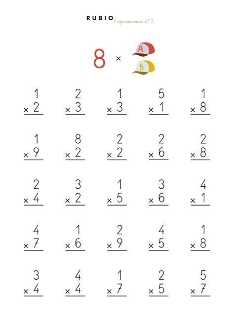 Fichas De Multiplicaciones De Una Cifra Para Imprimir De Primaria En