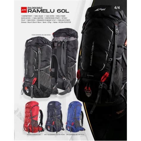 Jual Rei 60 Liter Ramelu Tas Gunung Carrier Pendaki Ransel Keril