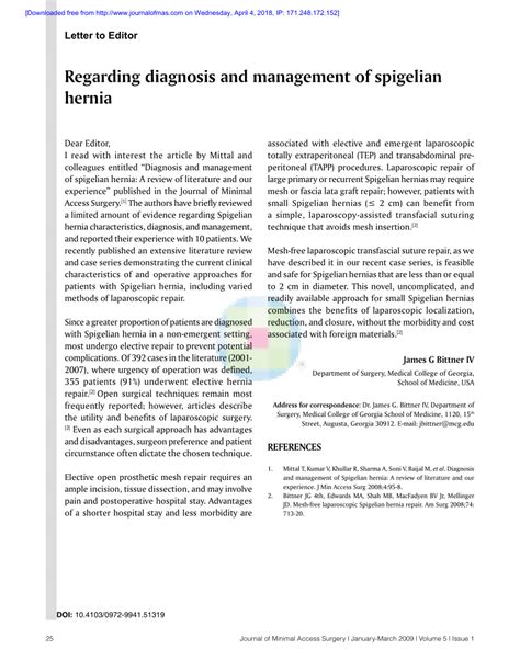 (PDF) Regarding diagnosis and management of Spigelian hernia