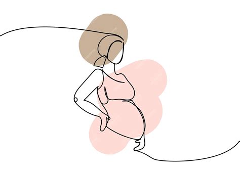 Premium Vector Pregnant Woman One Line Art With Colorful Elements Continuous Line Drawing Of