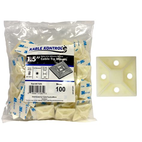 Kable Kontrol Zip Tie Mounts Sq Natural White Pcs Adhesive