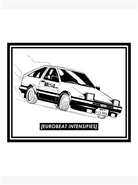 Eurobeat Intensifies Ae86 Kansei Dorifto Initial D Car Poster For