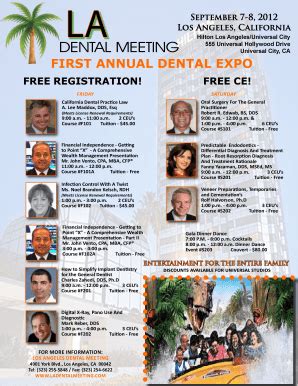 Fillable Online First Annual Dental Expo La Dental Meeting Fax Email