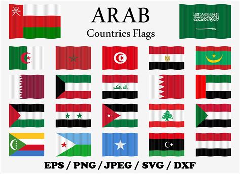 Set Of All Arab Countries Wavy Flags Graphic By Terrabismail · Creative Fabrica