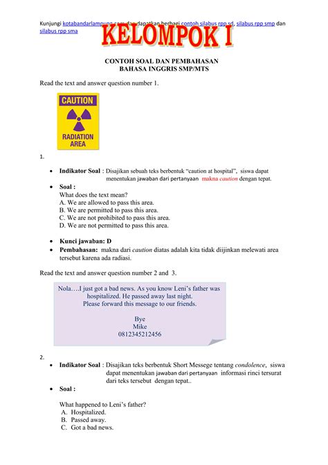 Contoh Soal Un Bahasa Inggris Smp Paket 4 Pdf