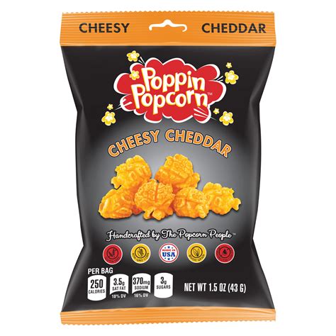 Cheesy Cheddar Snack Size 4 30 Ct Carriers Poppin Popcorn