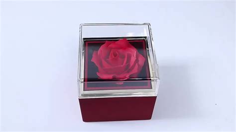 Eternally Preserved Rotating Rose Box Engraved Heart Necklace Boxes