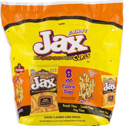 Bachman Jax 100 Calorie Cheddar Cheese Puffed Curls 2 Pack 8 Count