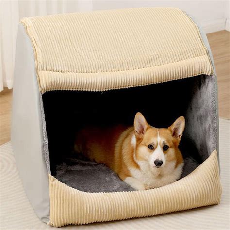 Warm Flannel Detachable Semi-Enclosed Large Dog Tent Bed - FunnyFuzzy