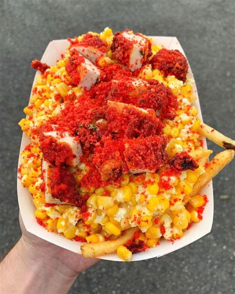 Elote Fries With Hot Cheetos Chicken Tenders From Chips N Chicks Hot