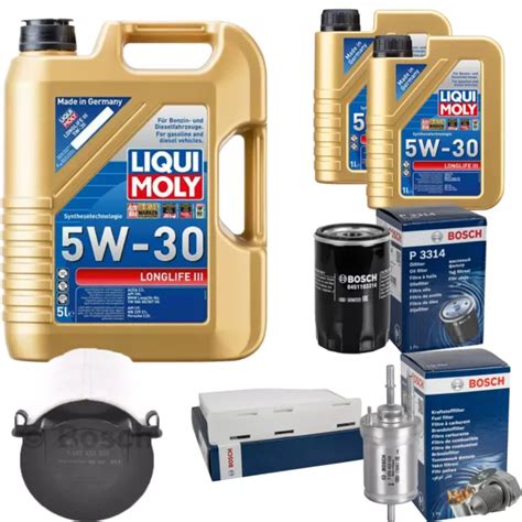 BOSCH INSPECTION SET 7 L Liqui Moly Longlife 3 5W 30 Pour VW Golf V 1 6