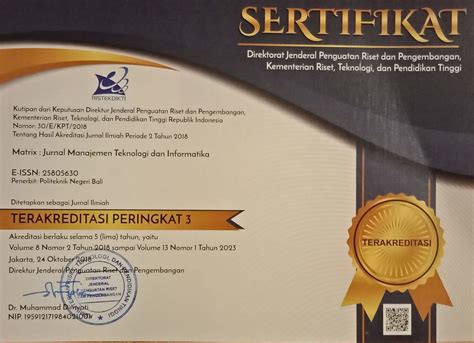 Sertifikat Akreditasi Jurnal MATRIX Jurnal Ilmiah Terakred Flickr