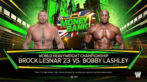 Wwe 2k24 Full Match — Brock Lesnar Vs Bobby Lashley — Wwe Title Match Youtube