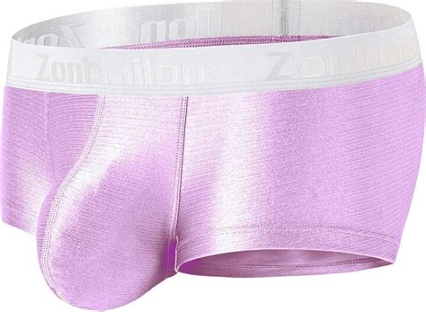 Zonbailon Sexy Mens Bulge Enhancing Underwear Ice Silk Big Pouch Briefs