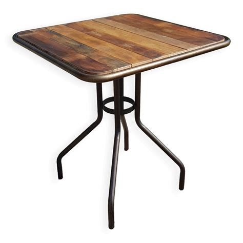 Table De Bistrot En Teck Et Fer Forg Vintage Industriel Naturel Bois