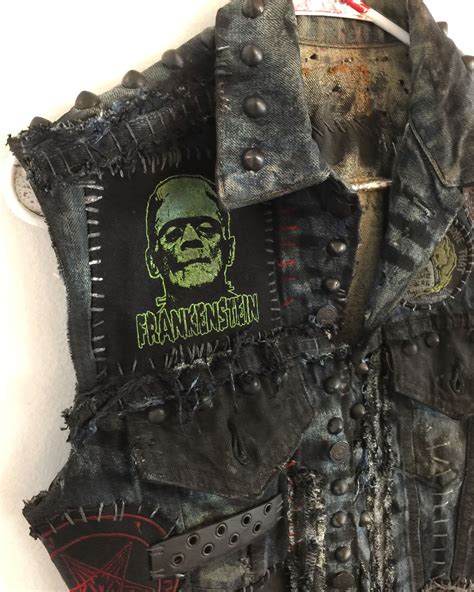 Distressed Denim Vest From Chad Cherry Clothing Horror Vest