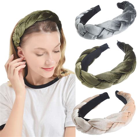 3 Pack Velvet Headbands For Women Thick Headband 90s Vintage Alice