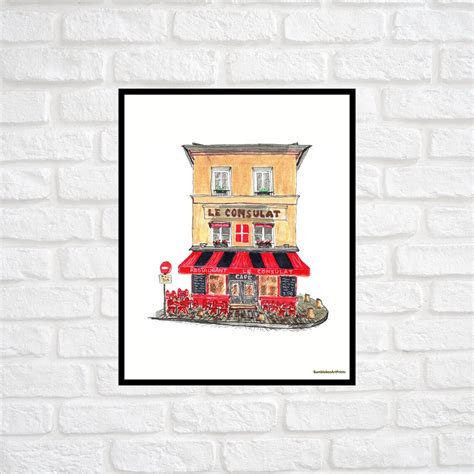 Le Consulat Café Paris Architecture Print Architecture Watercolor