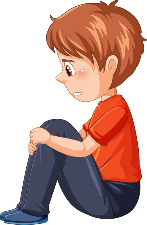 Side view of sad boy sitting carton character 13173901 Vector Art at ...