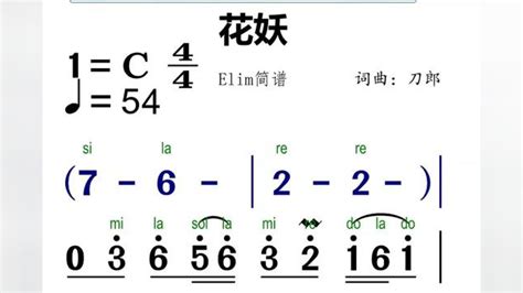 零基础学简谱花妖 花妖 刀郎 动态简谱 一起学音乐 高清1080P在线观看平台 腾讯视频